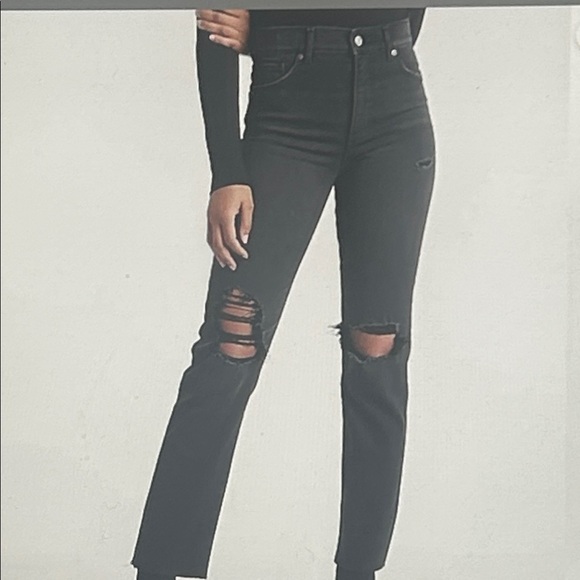 Express Denim - Express Black Straight Leg Distressed Jeans Size 8